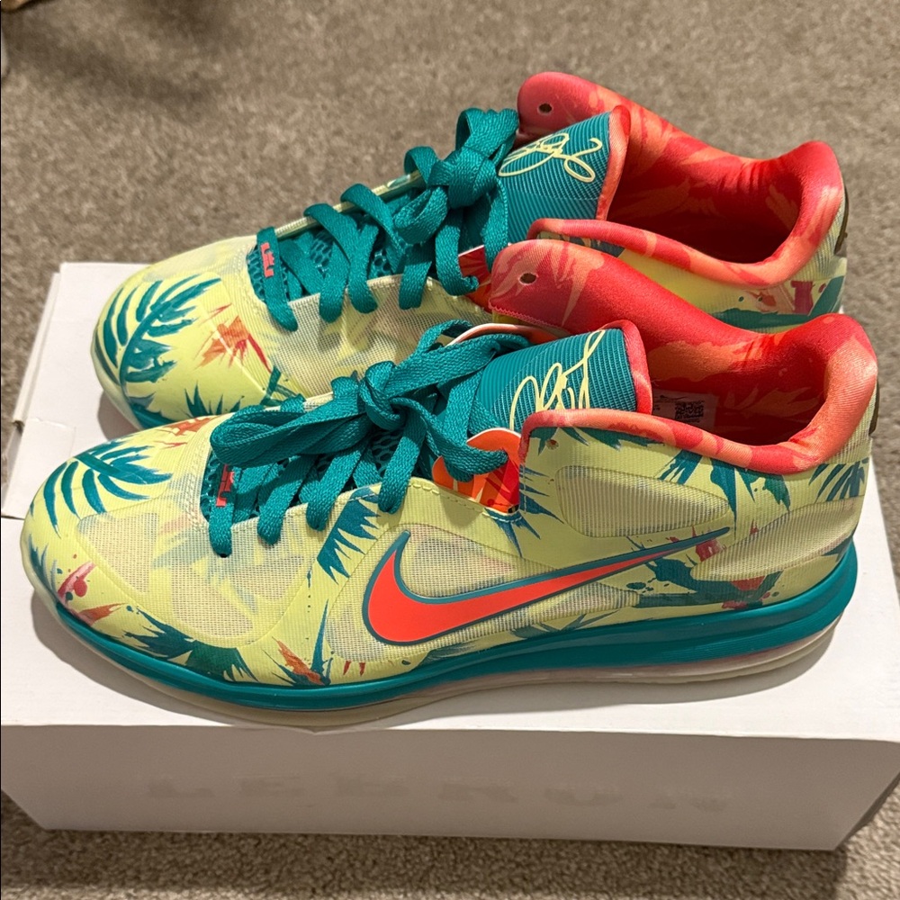Nike LeBron IX Low White Lime and Bright Mango - Picture 2 of 8